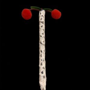 White Crochet Cherry Pen